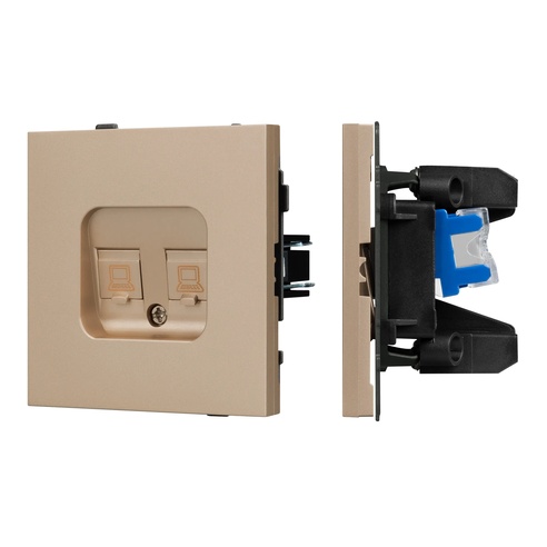 Механизм компьютерной розетки двойной SCT-TENDO-MPC2-PL-GD (RJ-45, CAT6) (Arlight, -)