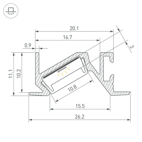 Профиль PDS-BEVEL-F-2000 ANOD (Arlight, Алюминий)