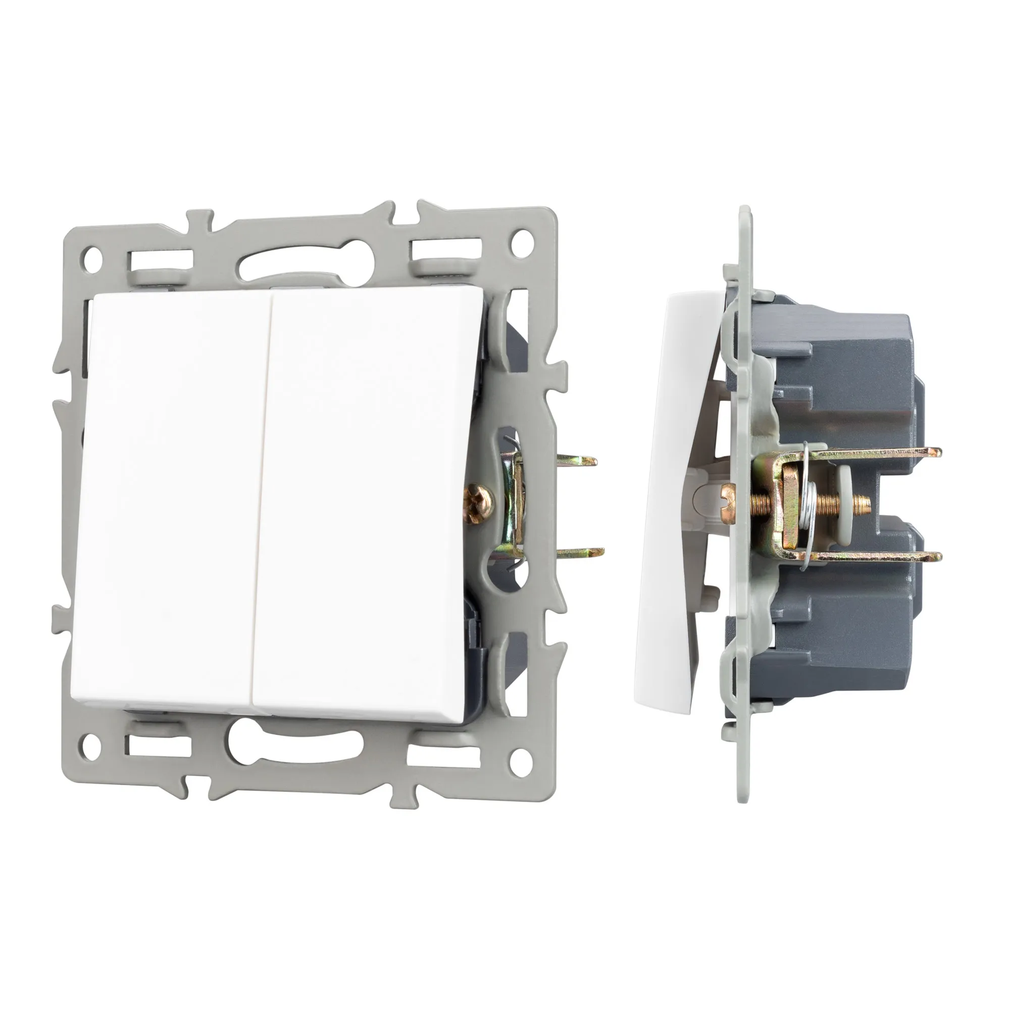 Механизм выключателя двухклавишный непроходной SWT-MK02-PL-WH (250V, 16A) (Arlight, -) - изображение товара