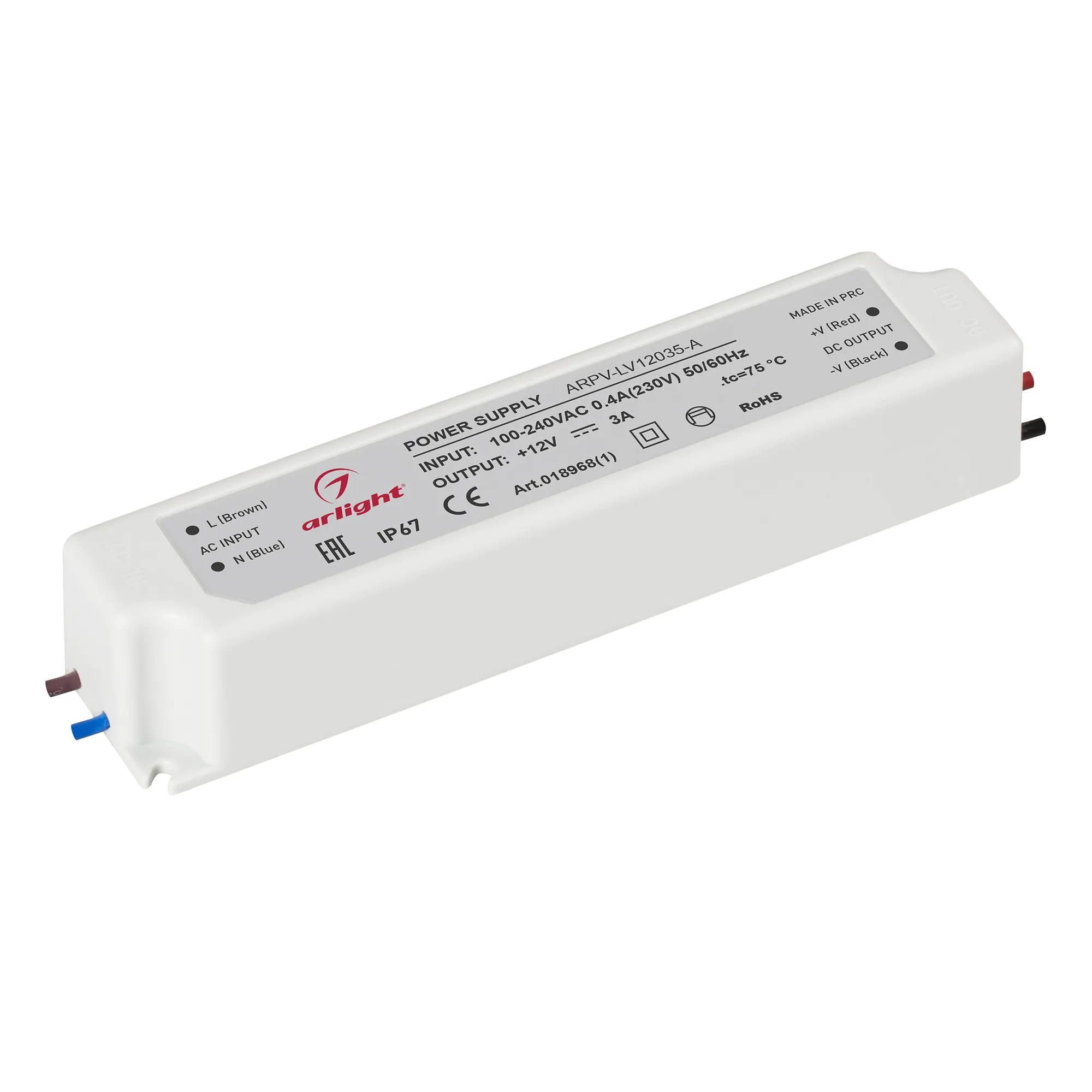 Блок питания ARPV-LV12035-A (12V, 3.0A, 36W) (Arlight, IP67 Пластик, 3 года) - изображение товара